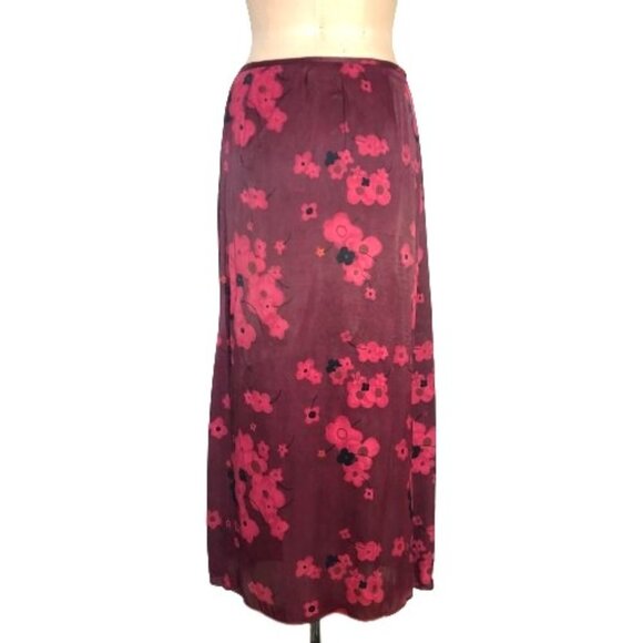 Vintage Y2K 90s 00s satiny maxi floral pencil skirt - Picture 1 of 11